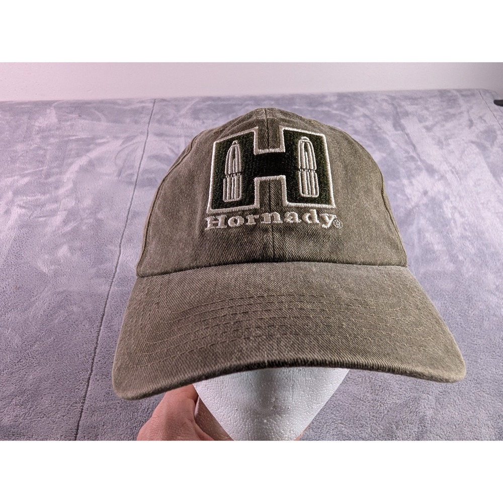 Hornady Adjustable Baseball Cap Olive Green Cotton Embroidered Logo Hat Mens